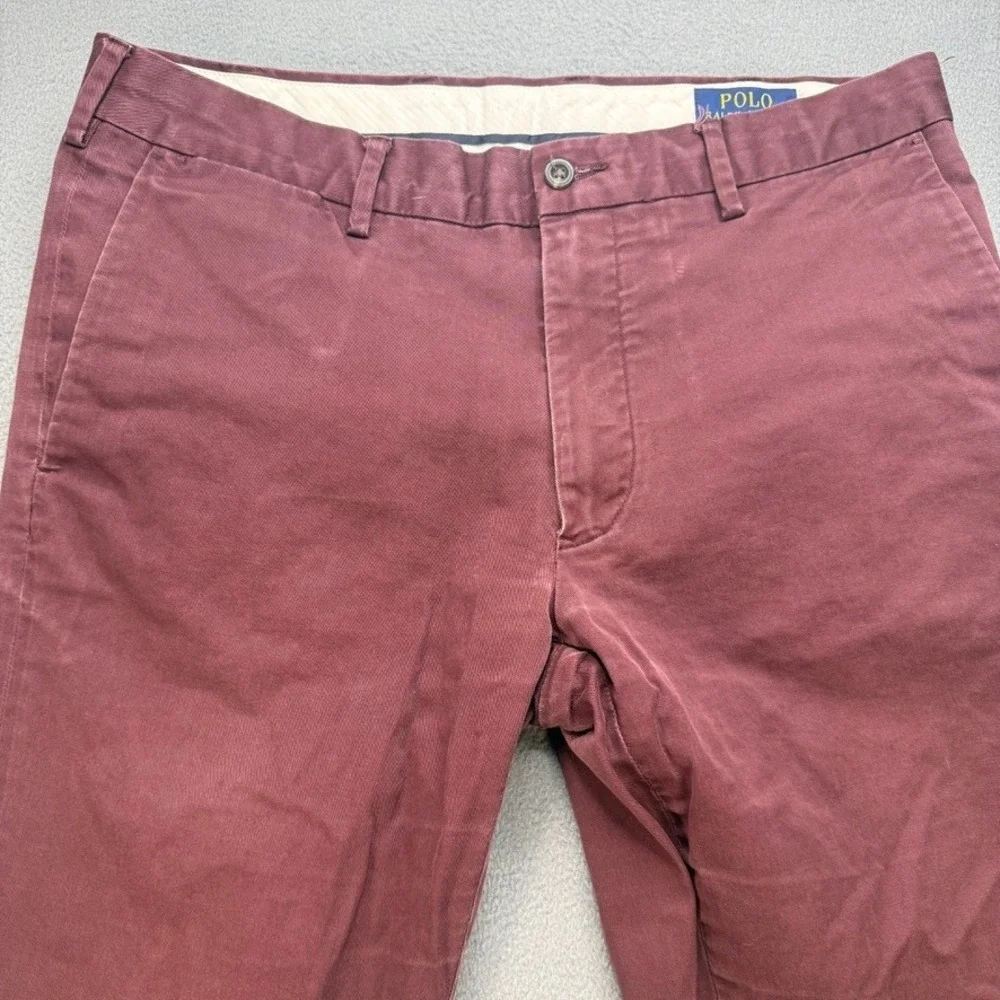 Polo Ralph Lauren Pants Chino Stretch Slim Fit 32 (FIT 32x28) Burgundy Preppy